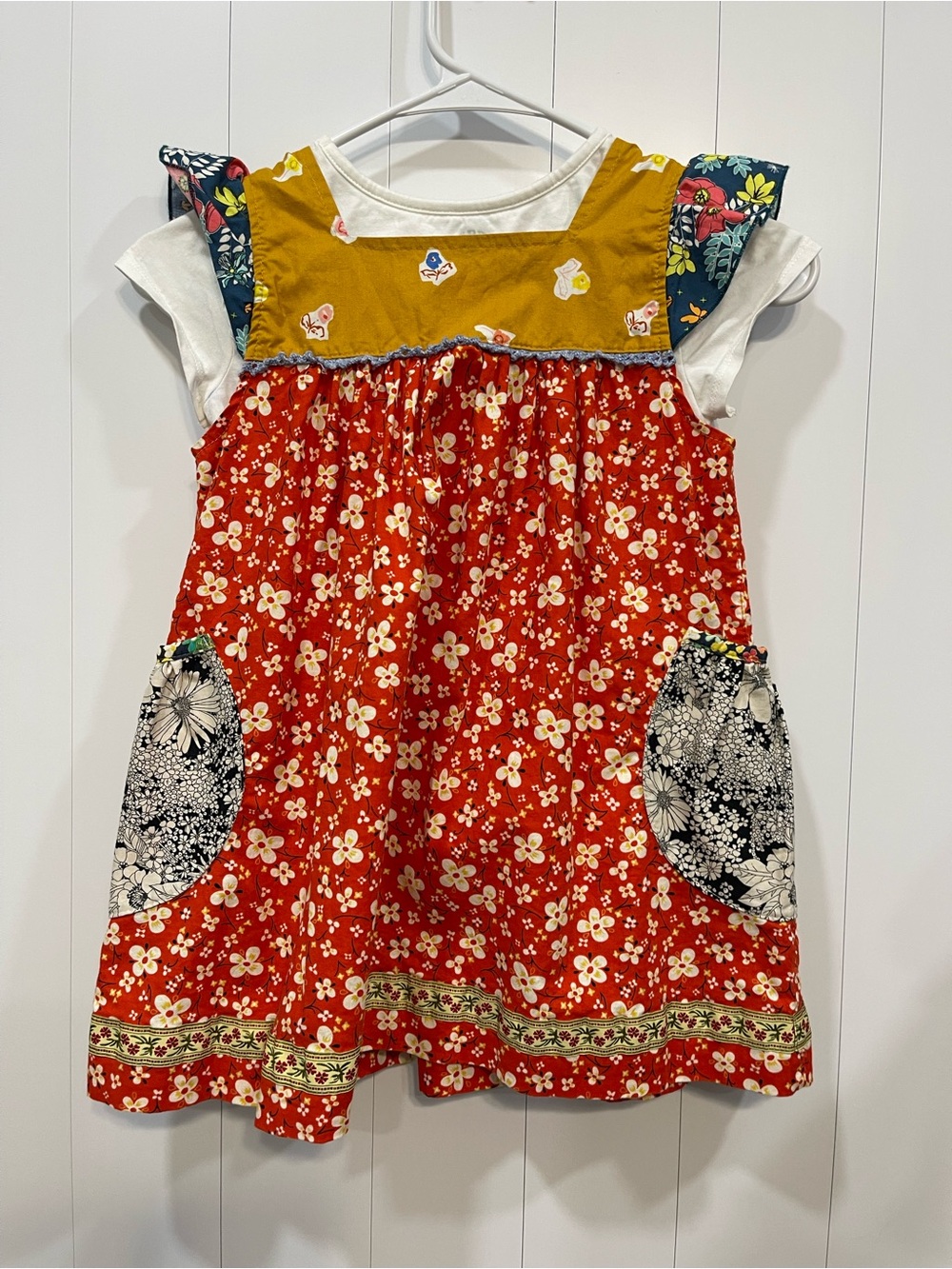 Matilda Jane Red Floral Patchwork Platinum 3/5  white ruffle tee other brand six